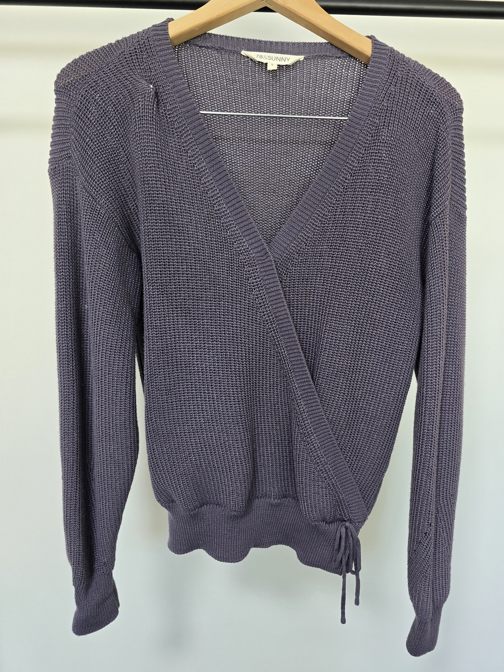 78 & Sunny Wrap V-Neck Sweater - Dusty Lavender
